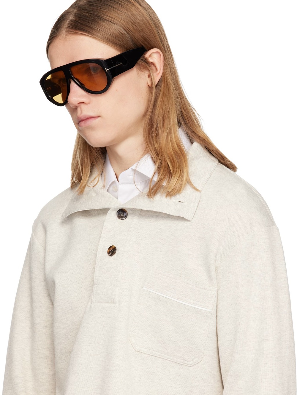 Tom Ford Black Frame Sunglasses with Amber Lenses